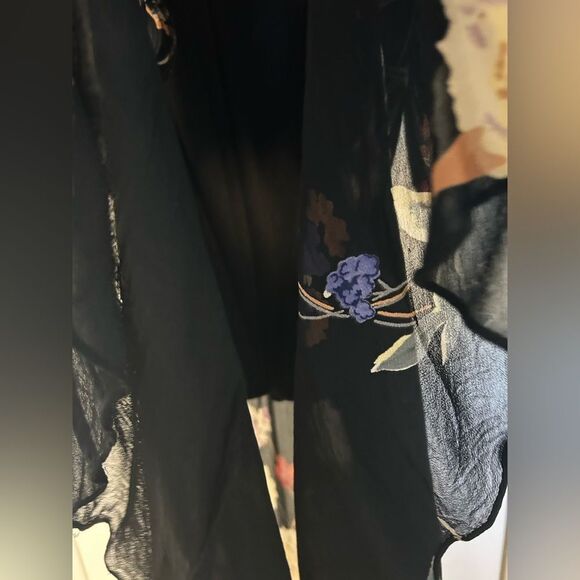 Vintage Rayon Beaded Floral Y2K Forest Fairy Cowl Neck Maxi Gown By Eva Blue 24 - Picture 10 of 12